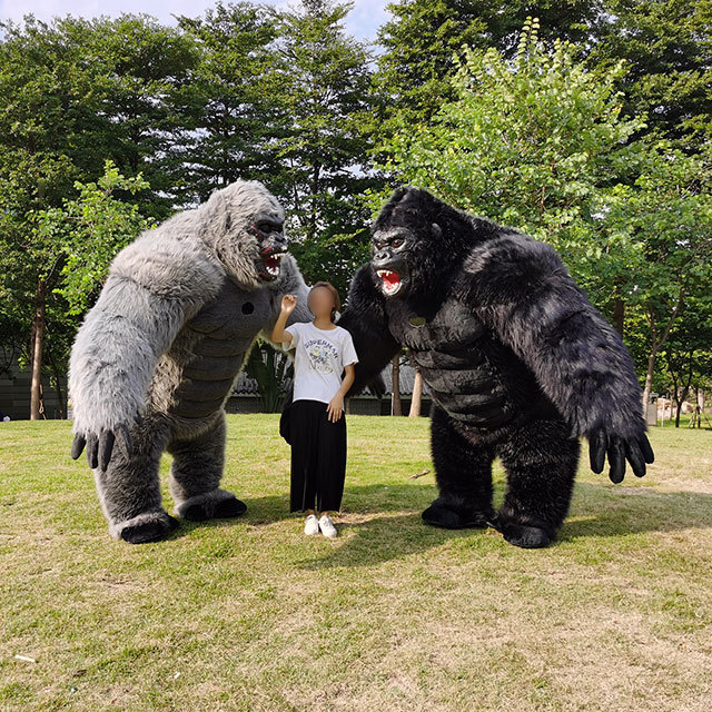 Inflatable King Kong Costume for Adult Halloween Plush Furry Mascot animal Carnival Dress Suit Fur Gorilla Costume