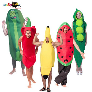 Funny Jumpsuit Halloween Costume for Adult Fruit Tunic Cosplay Carnival Party Group Family Matching Pea Banana Costume