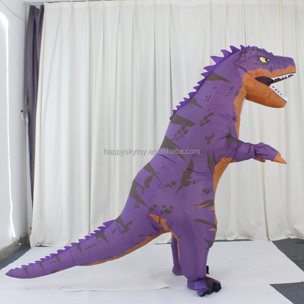 Halloween Event Festive Unisex Anime Red Yellow Blue Dinosaur Inflatable Costume Furry Dress for Party Carnival