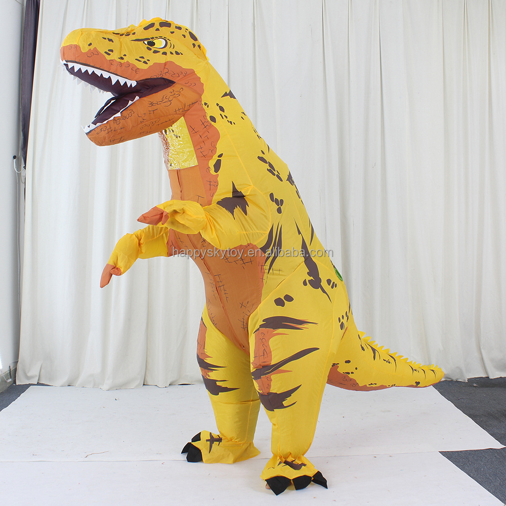 Halloween Event Festive Unisex Anime Red Yellow Blue Dinosaur Inflatable Costume Furry Dress for Party Carnival