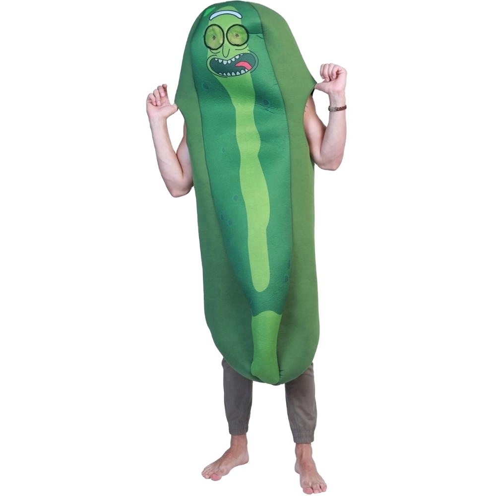 Low price Halloween Carnival party fancy dress funny adult man Cucumber costume mascot for men jumpsuit