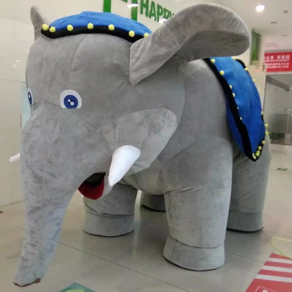 2 persons simulation elephant inflatable mascot costume for party