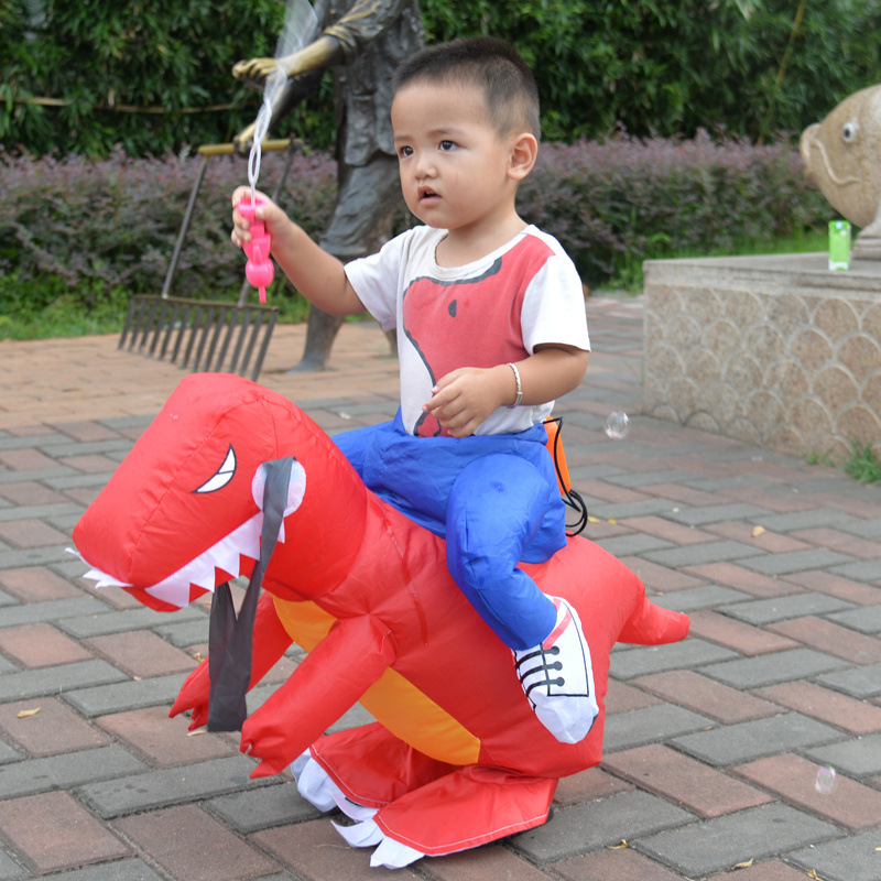 Kids Funny Dress Party Halloween Red Walking Ride On Inflatable Dragon Suit Cosplay Costume