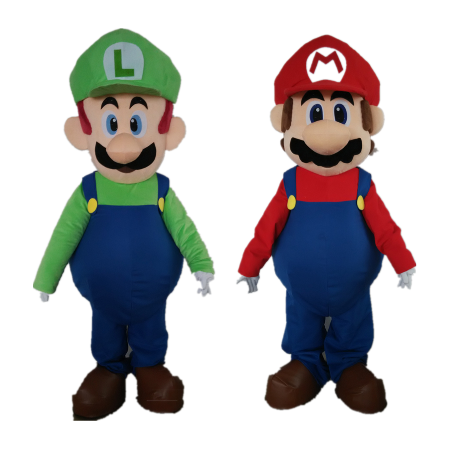 Adult Size Super Mario Mascot Costume Fancy Dress Lovely Brothers Super Mario cosplay costumes mascot High Quality