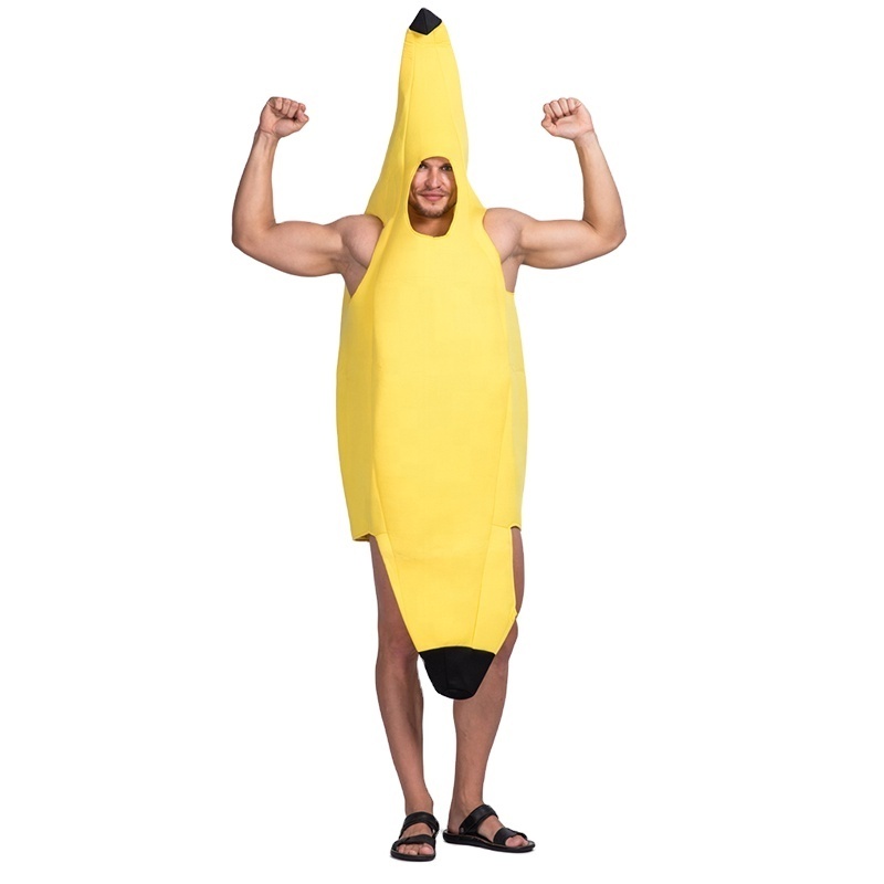 Wholesale funny fruit banana cosplay jumpsuit for adult Halloween carnival costume adults men mascot costumes