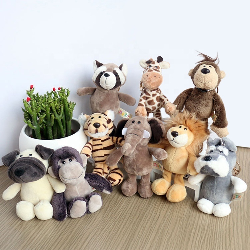 Cute Animal Plush Keychain 15Cm Turtle Elephant Tiger Lion Hippo Raccoon Bulldog Bulldog Cat Penguin Monkey Keychain