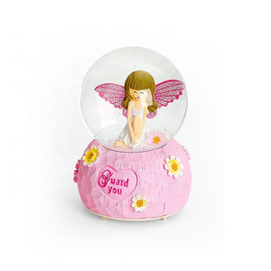 Music Angel Customized Snowglobe Round Resin Base Resin Charms Glass Snowglobe For Home Ornaments Kids Gifts