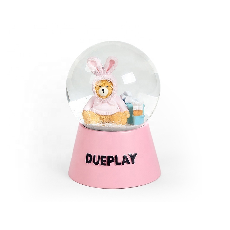 Music Angel Customized Snowglobe Round Resin Base Resin Charms Glass Snowglobe For Home Ornaments Kids Gifts