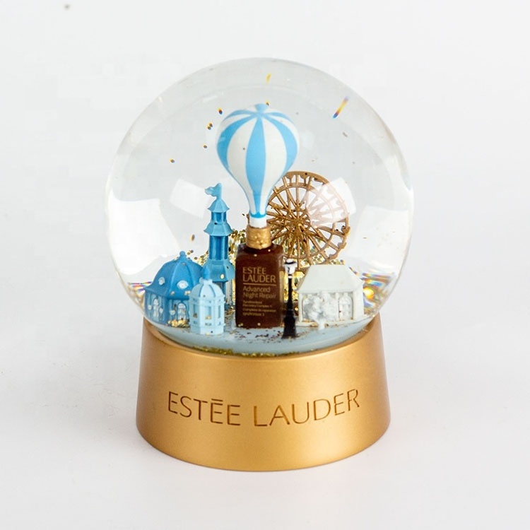 Estee Lauder essential oil bottle  brown bottle castle hot-air balloon ferris wheel 100mm  new year promotion gift snow globe