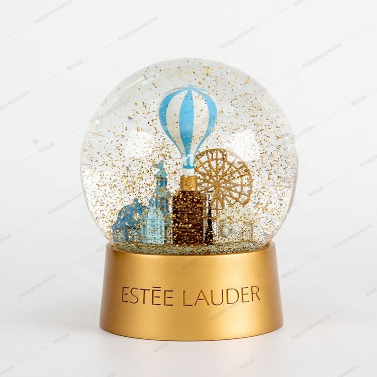 Estee Lauder essential oil bottle  brown bottle castle hot-air balloon ferris wheel 100mm  new year promotion gift snow globe