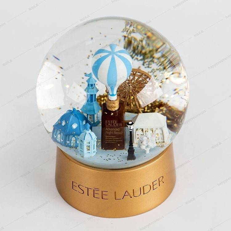 Estee Lauder essential oil bottle  brown bottle castle hot-air balloon ferris wheel 100mm  new year promotion gift snow globe