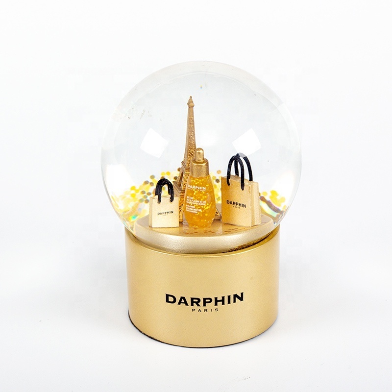 65mm High Quality Cosmetic Custom Snowglobe For Souvenir Gifts Luxury Snow Globe Home Decoration