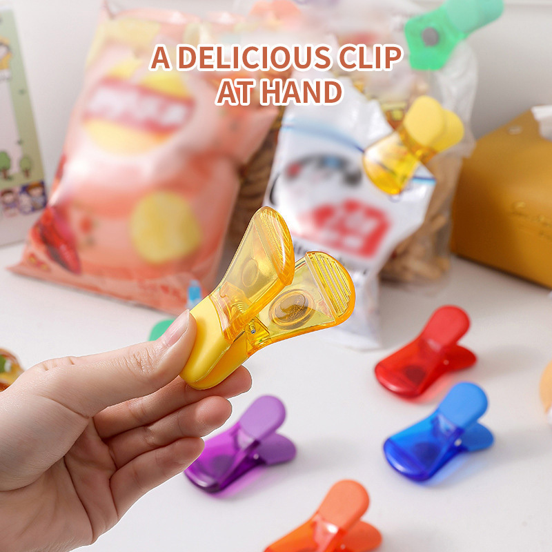 6pcs Multifunctional Food Sealing Bag Clips Sticky Note Plastic Fridge Decor Magnetic Refrigerator Stickers