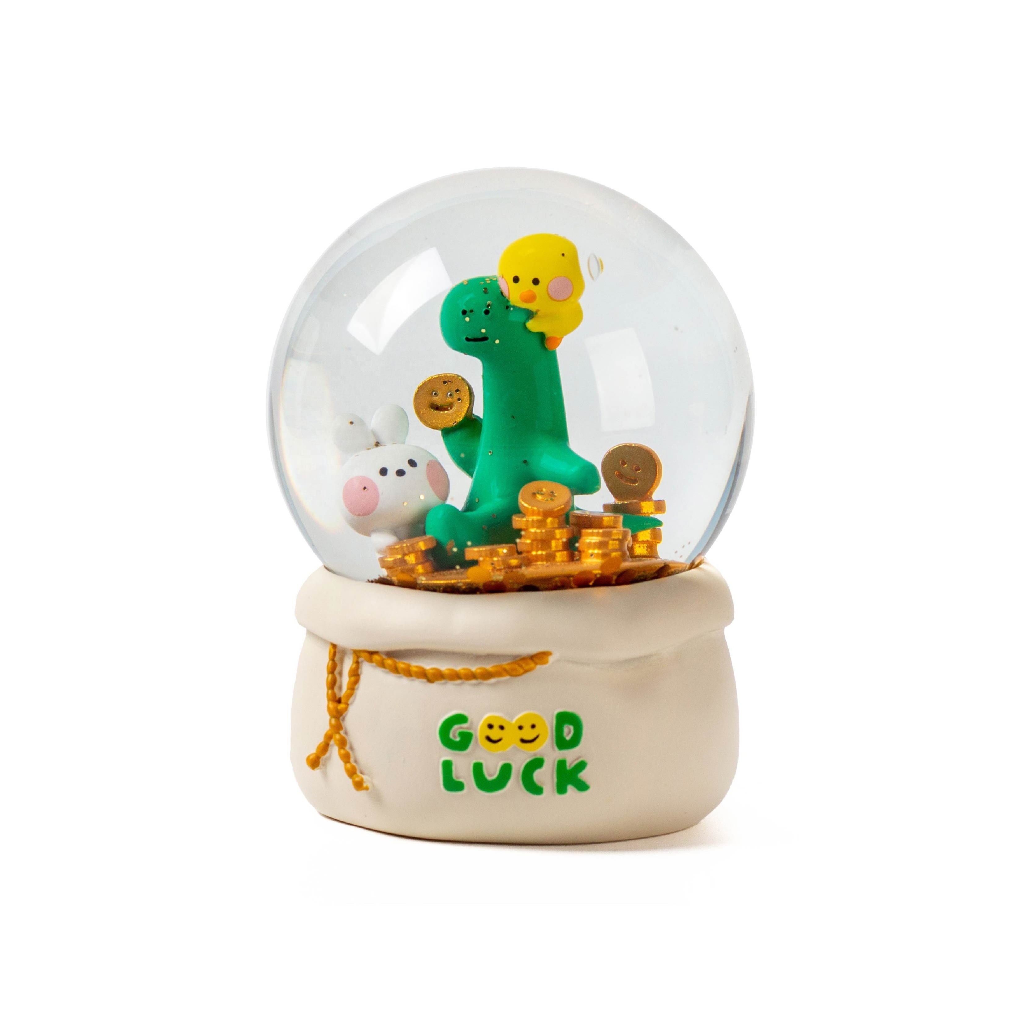 Custom 65MM Diameter Cute Hand-Painted Resin Craft Snow Globe Korea Anime Bear inside Glass for Gift