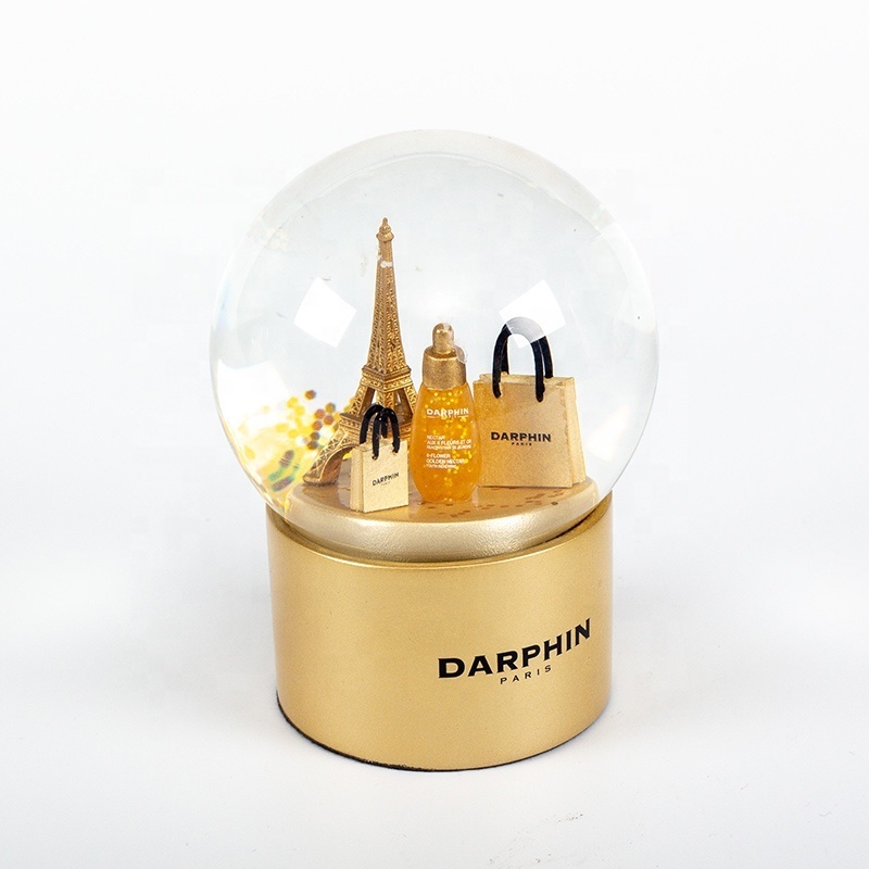 65mm High Quality Cosmetic Custom Snowglobe For Souvenir Gifts Luxury Snow Globe Home Decoration