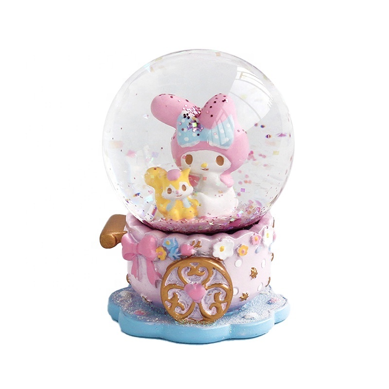 Happy Souvenirs Purin Melody Snowglobe Resin Decoration 45mm High Quality Musical Fan Gifts Glass Snowglobe