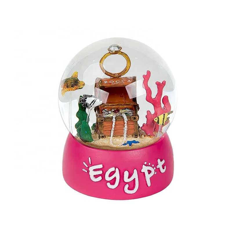 Custom 65mm  Country-Themed Snow Globe Water Ball Glass Water Ball with Camel and Eiffel Tower Souvenir Gifts from Egypt Canada