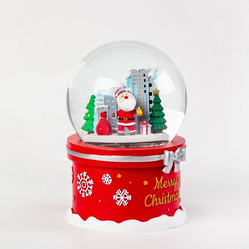 Glass Snow Ball Santa Claus Musical Light Rotating Snow Globe for Christmas Gifts and Decoration