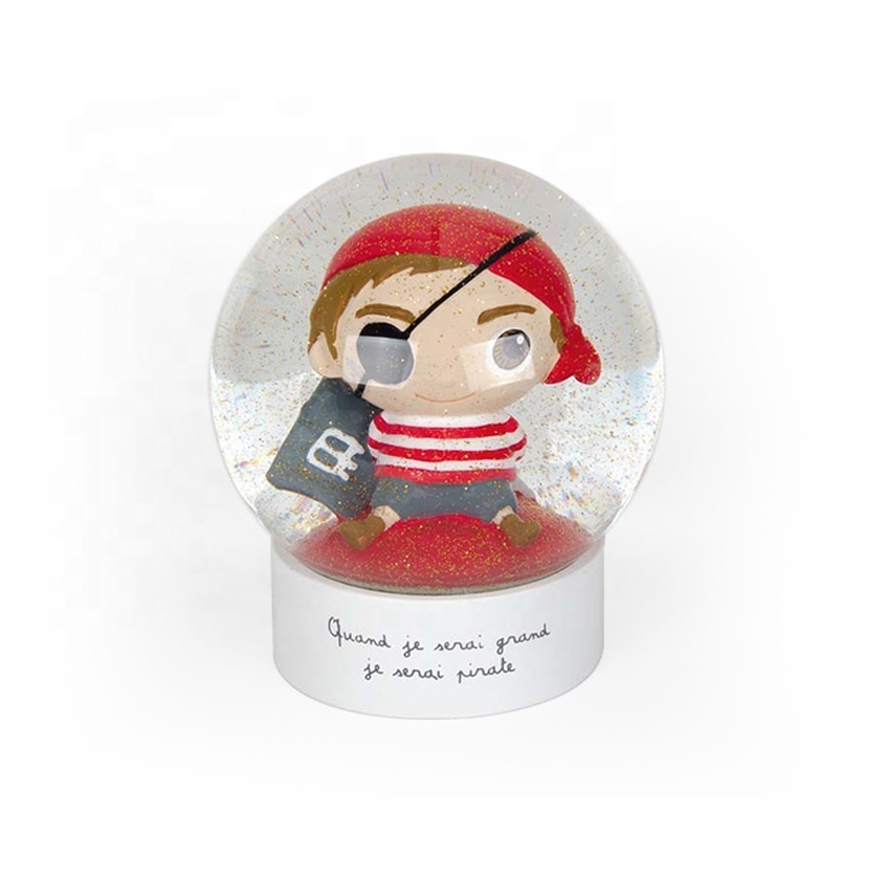 Lovely Doll Customized Snowglobe Led Lighting Music Glass Snowglobe Resin Charms Souvenir Gifts For Kids Children