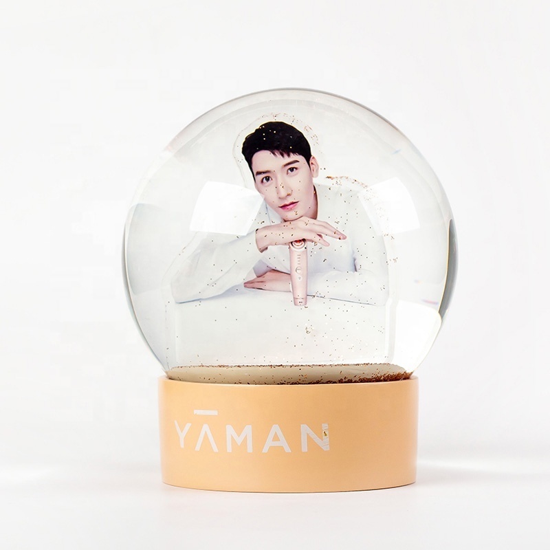 Customized Idol Glass acrylic printing Snow Globe for Gift Snowball and Decoration  Custom Snow Globe