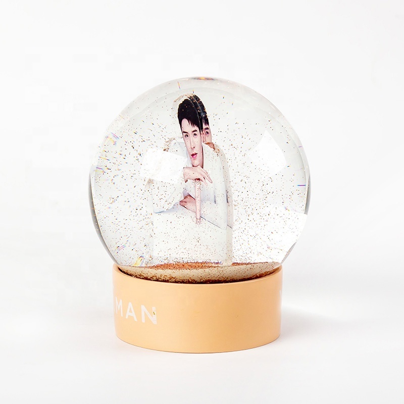 Customized Idol Glass acrylic printing Snow Globe for Gift Snowball and Decoration  Custom Snow Globe