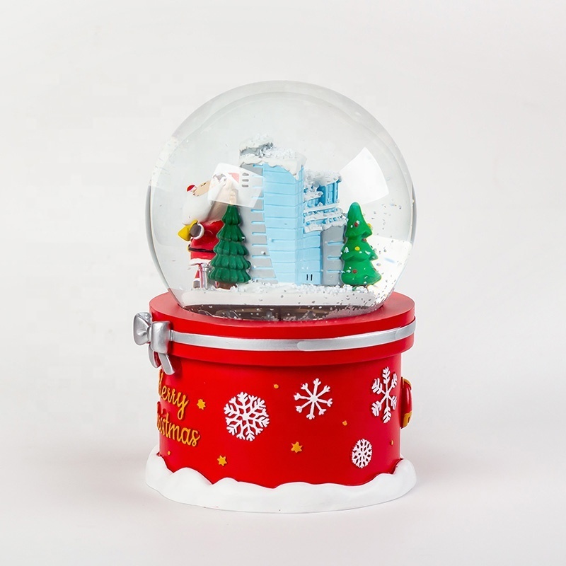 Glass Snow Ball Santa Claus Musical Light Rotating Snow Globe for Christmas Gifts and Decoration