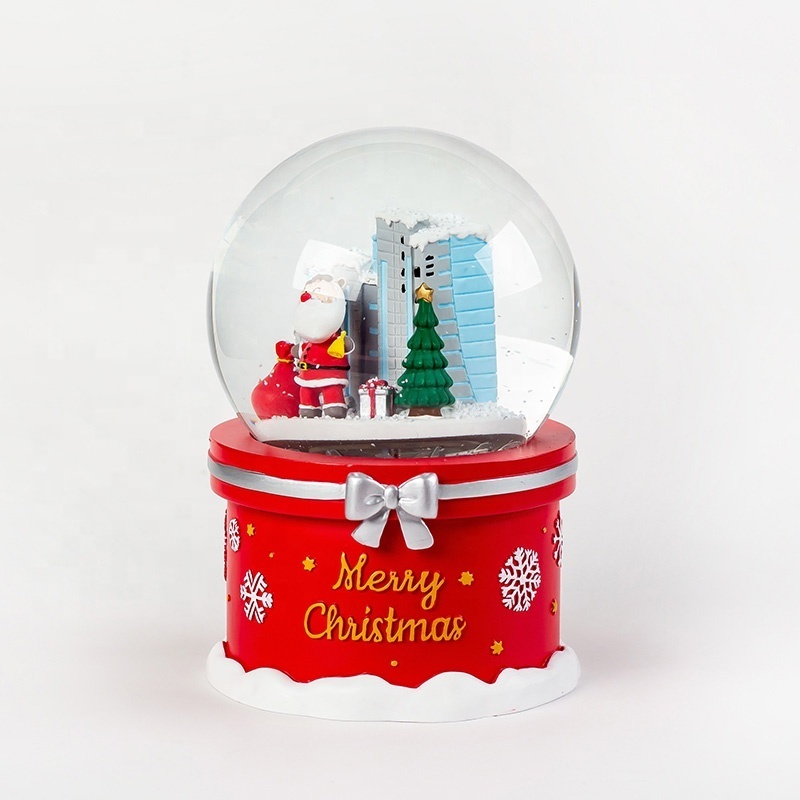 Glass Snow Ball Santa Claus Musical Light Rotating Snow Globe for Christmas Gifts and Decoration