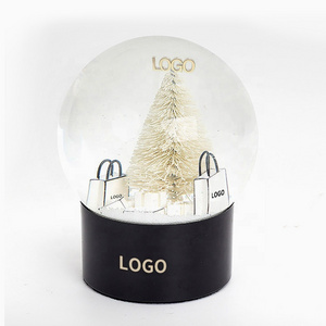 Custom Christmas Snow Ball Souvenirs ABS Plastic Resin Base Luxury Brand ornament Decoration Crystal Ball Art Theme Snow Globe