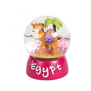 Custom 65mm  Country-Themed Snow Globe Water Ball Glass Water Ball with Camel and Eiffel Tower Souvenir Gifts from Egypt Canada