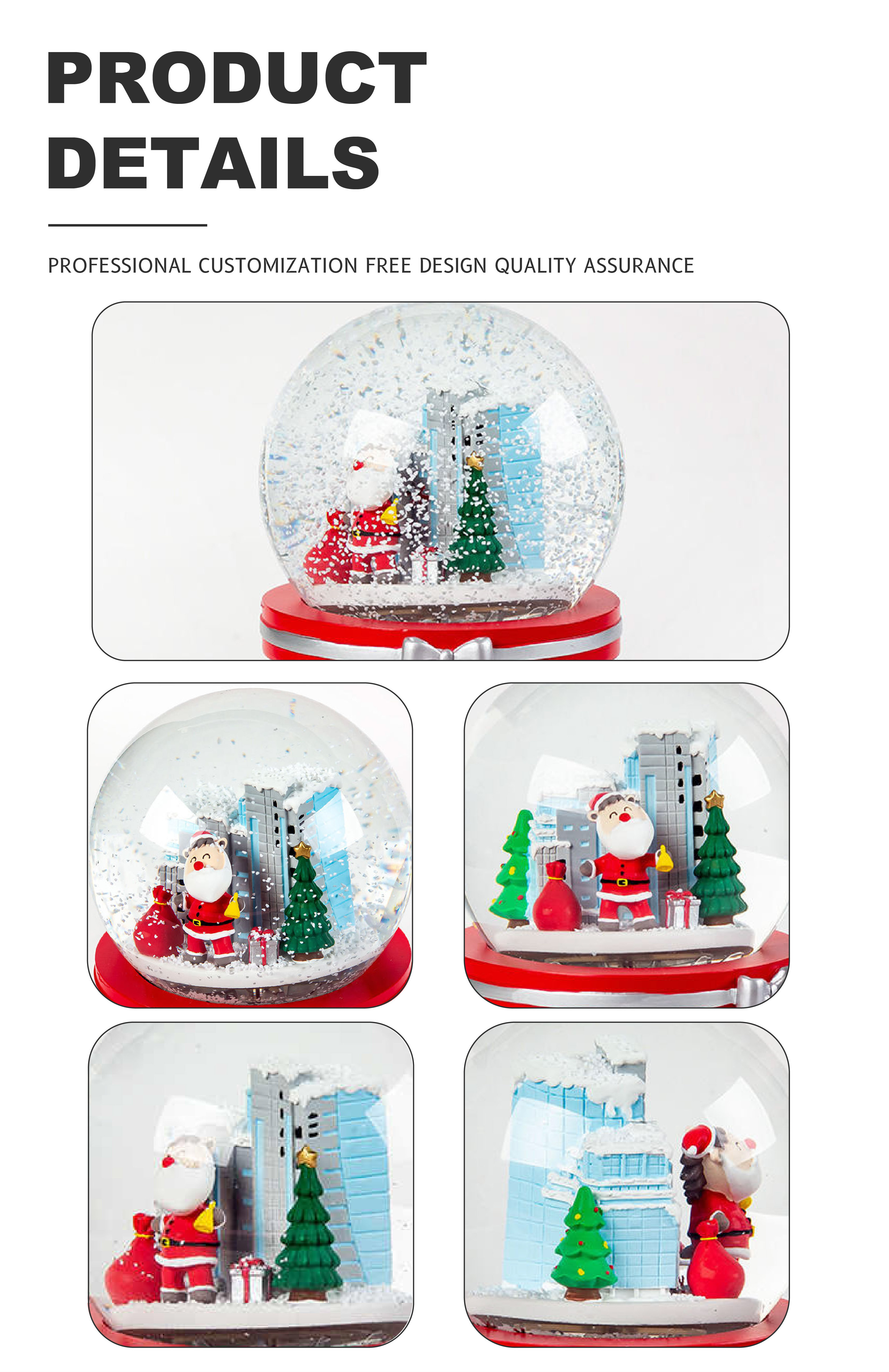 Glass Snow Ball Santa Claus Musical Light Rotating Snow Globe for Christmas Gifts and Decoration