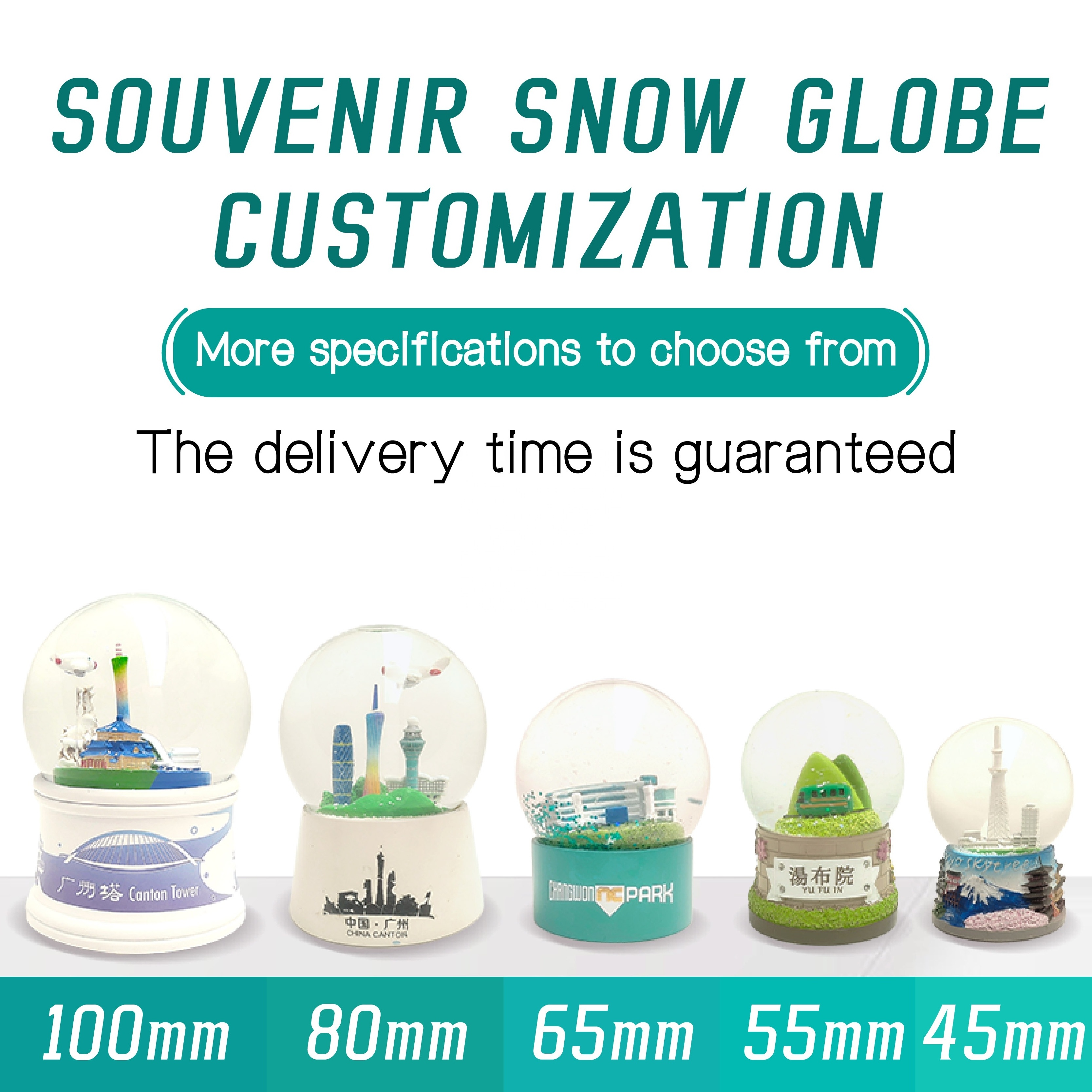 Custom 35 45 55 65 80 100 mm Resin Crafts Glass Crystal Snow Globe Water Snow Ball For Country City Souvenir Luxury Ornament