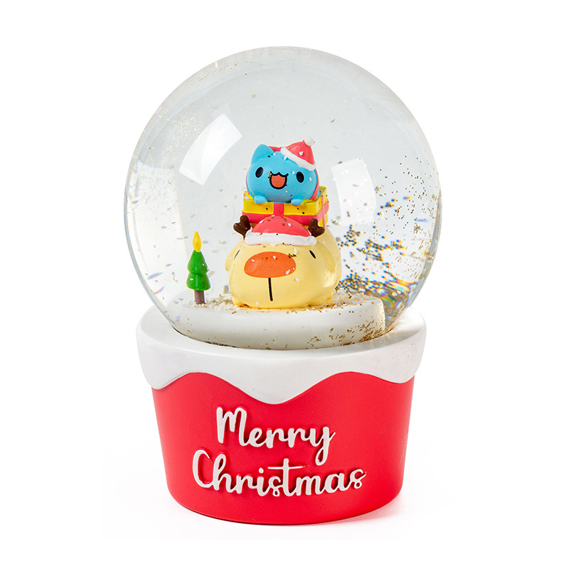 Custom Anime Cartoon Cat Design Resin Base Collectible  Christmas Glitter  Snow Globe Water Globe For Merry Christmas  gifts