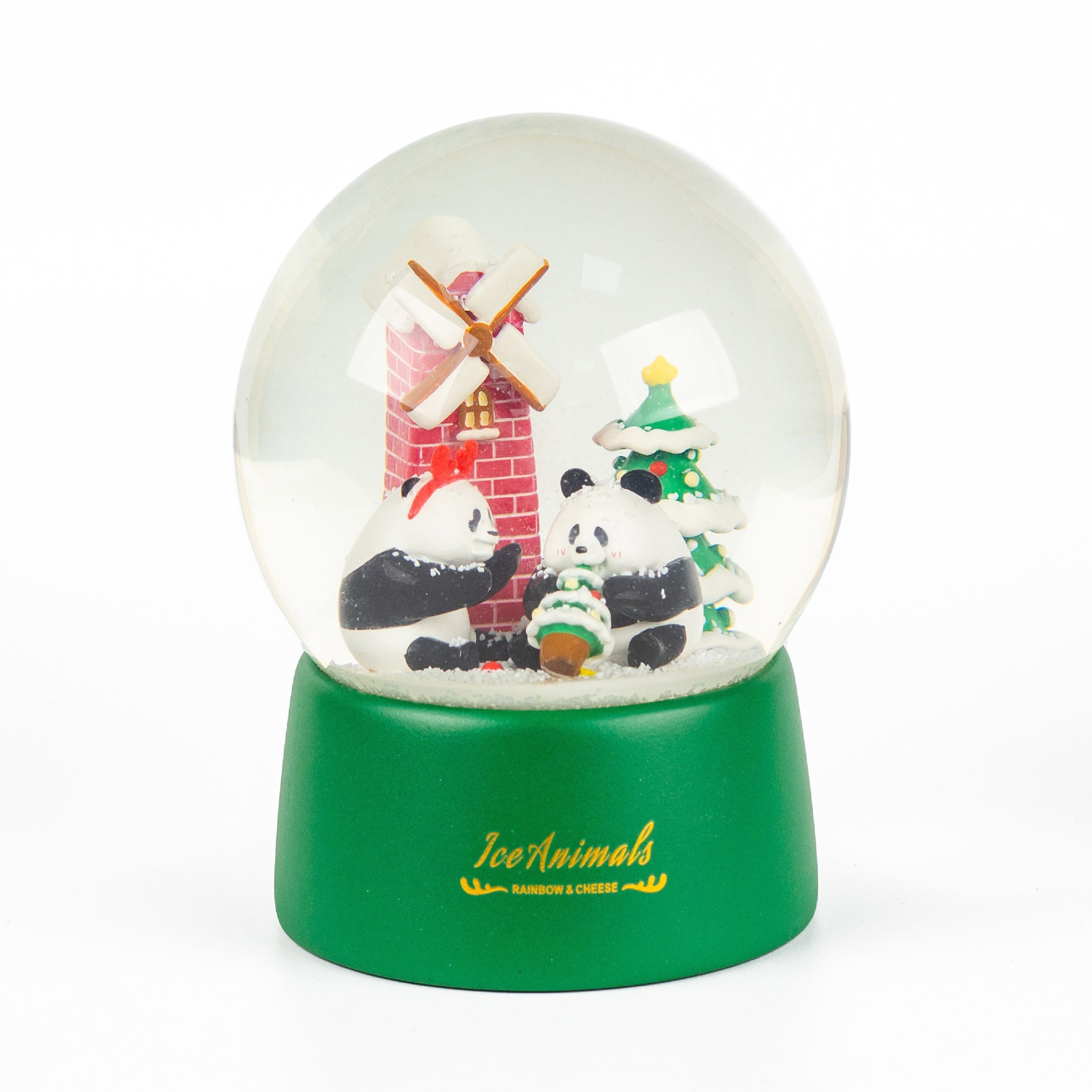 New product windmill panda snow globe Christmas snow globe cute creative Christmas gift indoor desktop decoration snow globe