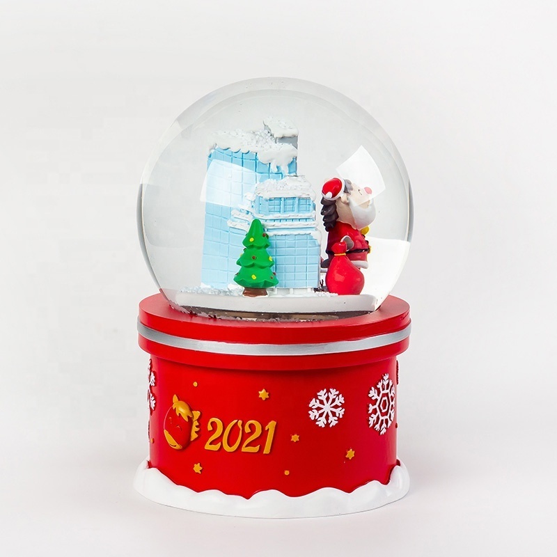 Glass Snow Ball Santa Claus Musical Light Rotating Snow Globe for Christmas Gifts and Decoration