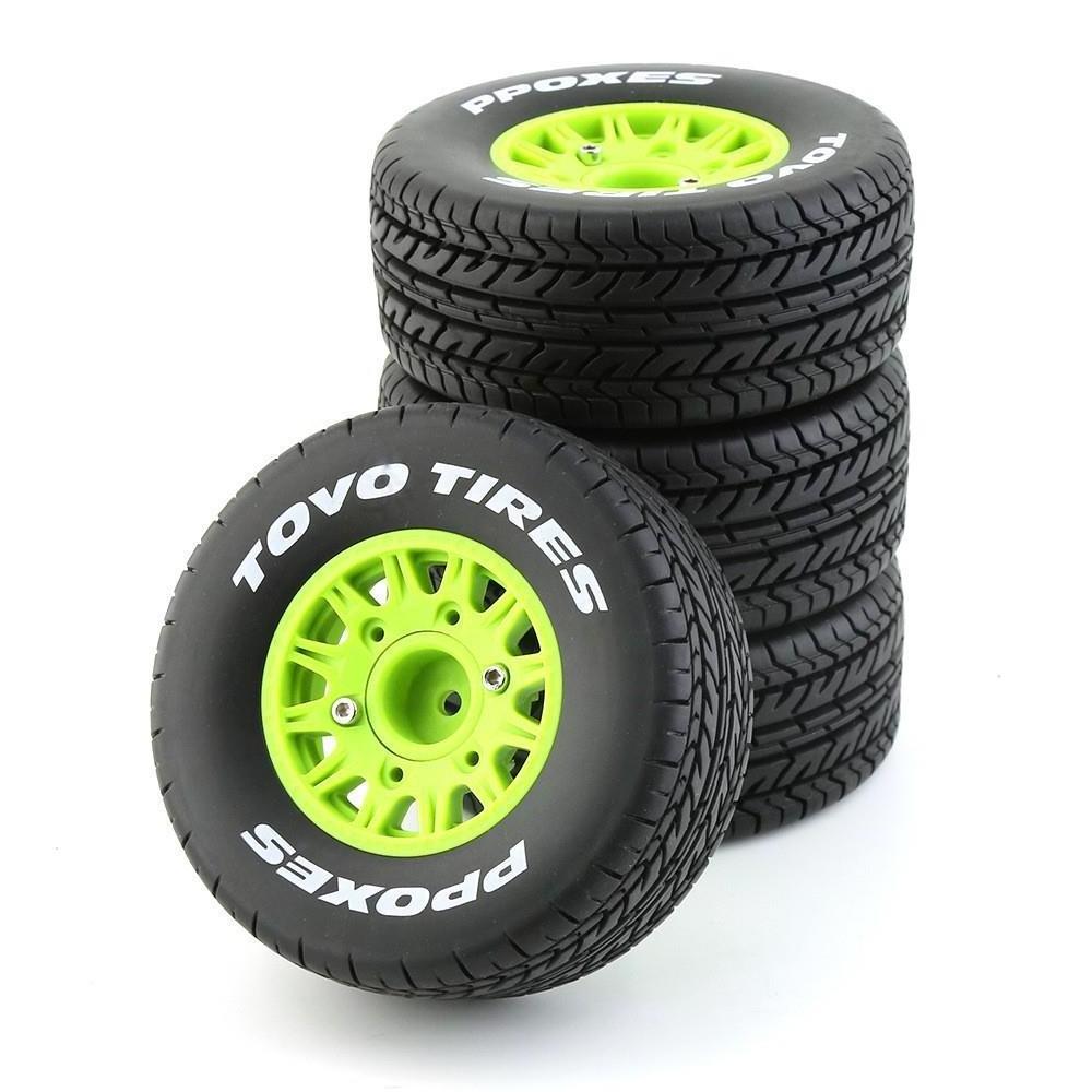 4PCS 112MM 1/10 Short Course Truck TOVO Tires Wheel 12mm/14mm/17mm Hex Slash Arrma Senton HuanQi 727 Remo Hobby VKAR 10SC HPI RC