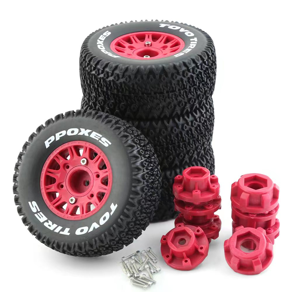 4PCS TOVO Tires 113MM 1/10 Short Course Truck Wheel 12mm/14mm/17mm Hex Slash Arrma Senton HuanQi 727 Remo Hobby VKAR 10SC HPI RC