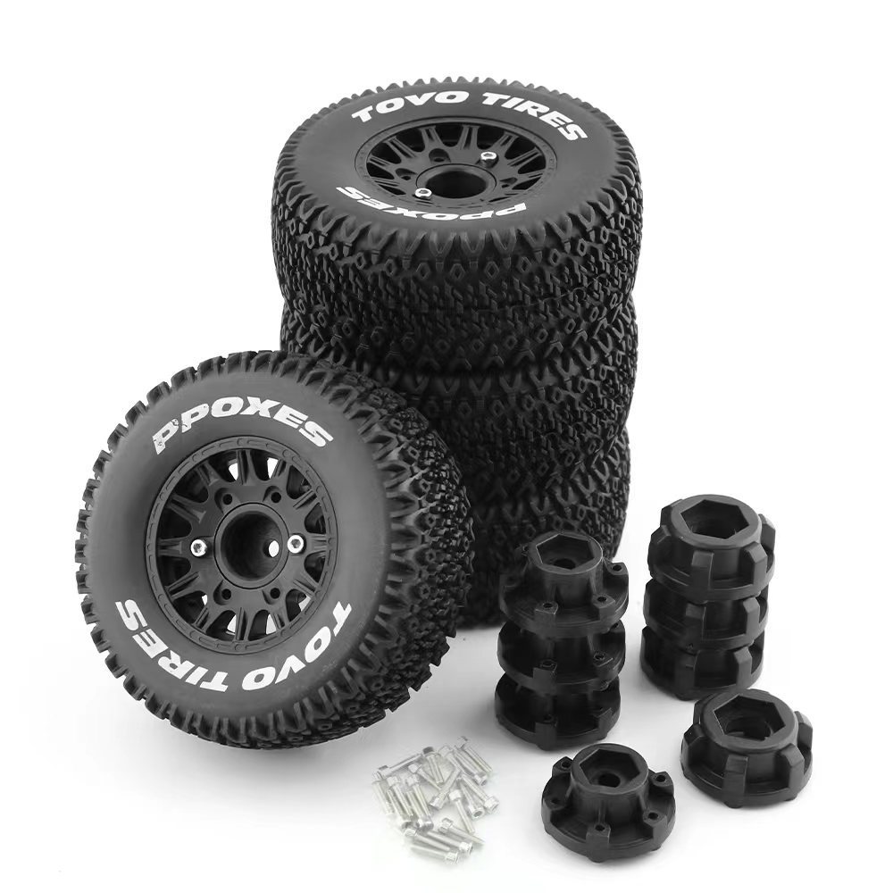 4PCS TOVO Tires 113MM 1/10 Short Course Truck Wheel 12mm/14mm/17mm Hex Slash Arrma Senton HuanQi 727 Remo Hobby VKAR 10SC HPI RC