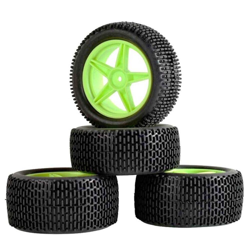 4PCS 1/10 Buggy 85mm Rubber Wheels Tires Rim Set 12mm Hex Hub Kyosho Tamiya TT02B RC Off Road Car Crawler HPI HSP 94166/94106