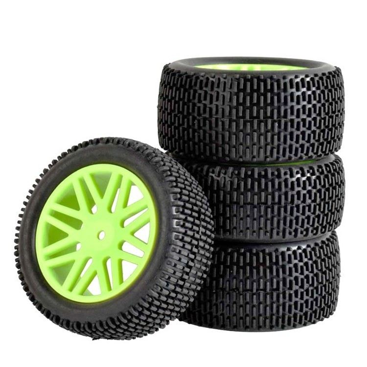 4PCS 1/10 Buggy 85mm Rubber Wheels Tires Rim Set 12mm Hex Hub Kyosho Tamiya TT02B RC Off Road Car Crawler HPI HSP 94166/94106