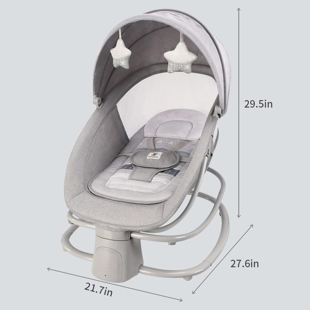 Mastela 4-in-1 Baby Swing Rocker with Dinner Plate app control Adjustable backrest Baby 4-in-1 Mastela Baby Swing Bouncer