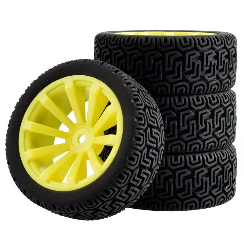 4PCS/SET 10-Spoke RC Car Rubber Tires & Wheels Rims 12mm Hex Hub for WLtoys 144001 and 1/18 1/16 1/10 Car Tyre