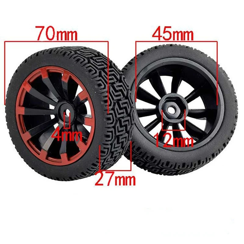 10-Spoke RC Car Rubber Tires & Wheels 4PCS/SET Rims 12mm Hex Hub for WLtoys 144001 and 1/18 1/16 1/10 Car Tyre