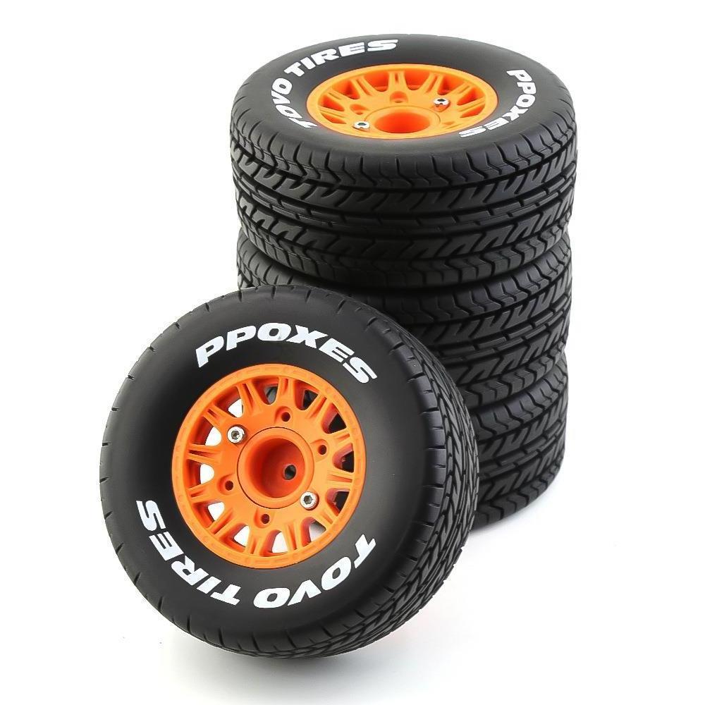 4PCS 112MM 1/10 Short Course Truck TOVO Tires Wheel 12mm/14mm/17mm Hex Slash Arrma Senton HuanQi 727 Remo Hobby VKAR 10SC HPI RC