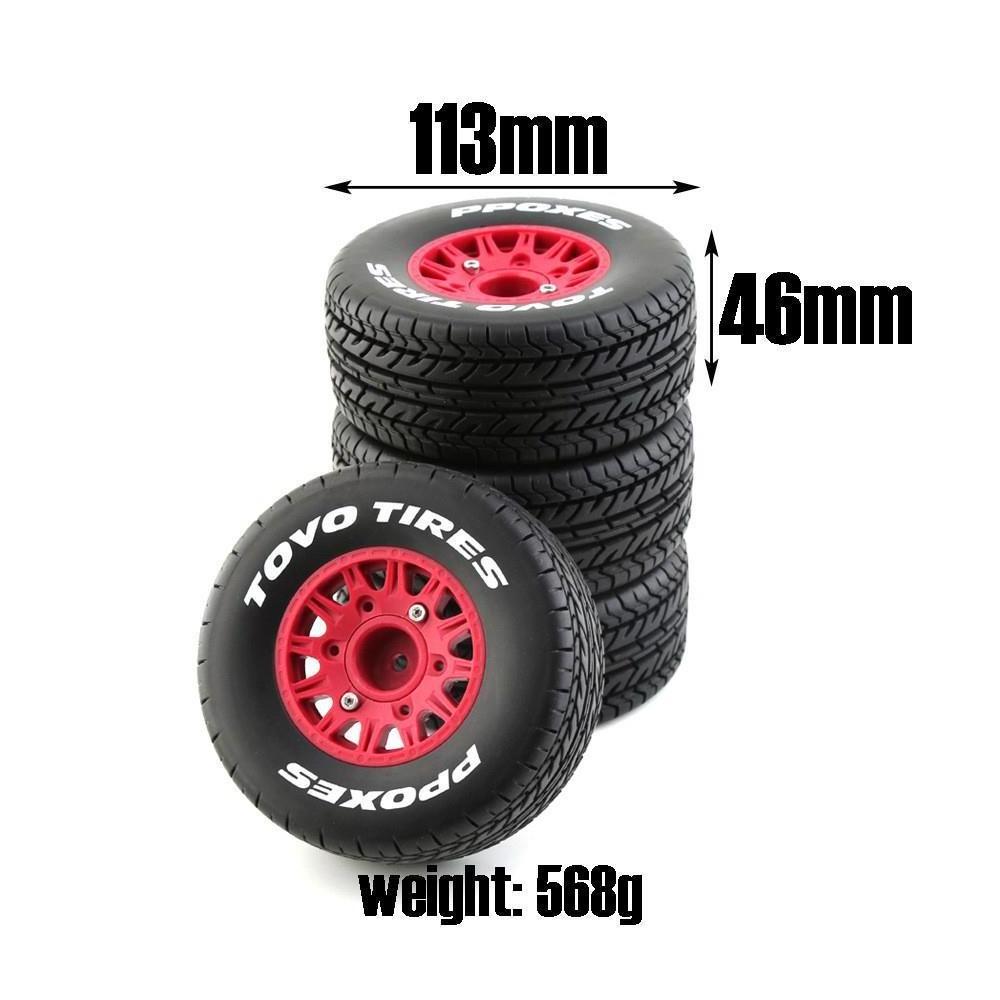 4PCS 112MM 1/10 Short Course Truck TOVO Tires Wheel 12mm/14mm/17mm Hex Slash Arrma Senton HuanQi 727 Remo Hobby VKAR 10SC HPI RC