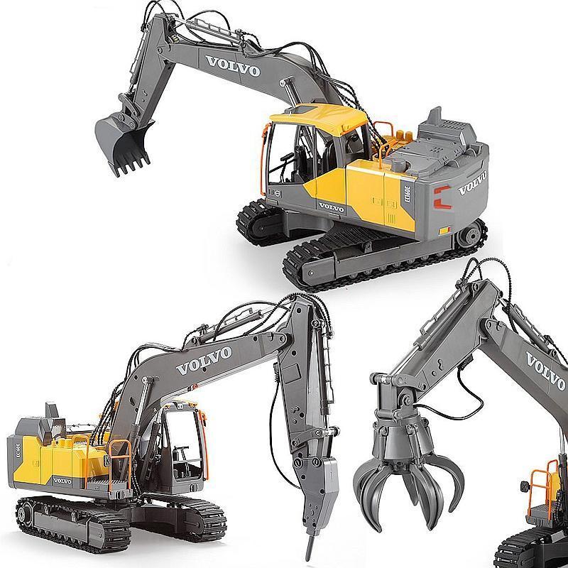 double eagle toys E568-003 1/16 VOLVO licensed rc excavator with drill grab 3 in 1 toy car with Lights & sound remote control tr