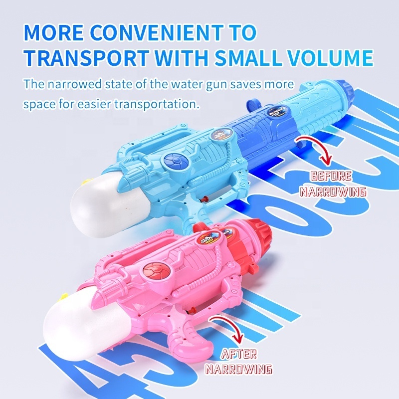 Summer girls boys game toys 1050ml large volume tank 3 in 1 retractable telescopic expansion blue pink big water gun for kids