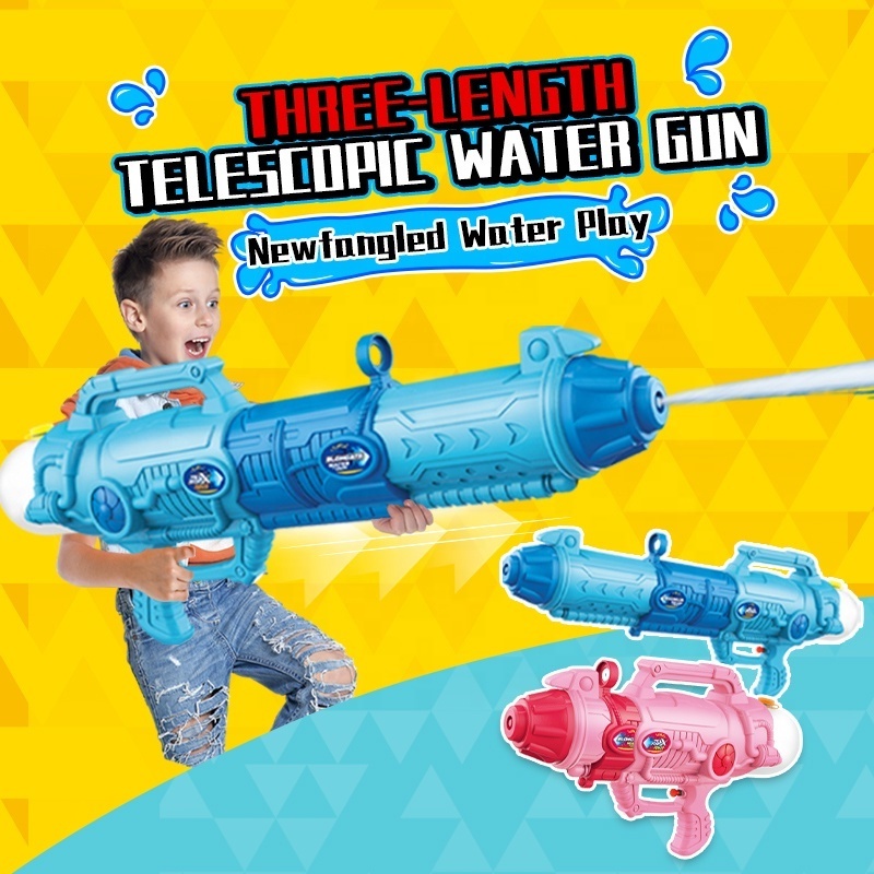 Summer girls boys game toys 1050ml large volume tank 3 in 1 retractable telescopic expansion blue pink big water gun for kids