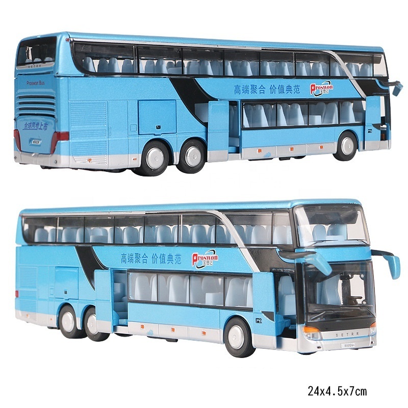 Pull Back Bus Model Lights Toy Sale High Quality Alloy & Sound Double Sightseeing Bus,flash Metal Unisex Evo 8 Diecast 1:32 1.5V