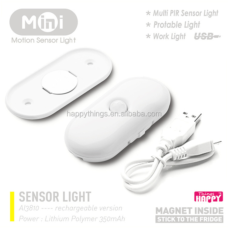 Mini Rechargeable Energy Saving PIR Infrared Indoor Motion Sensor Led Night lights