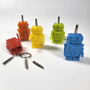 Low MOQ Hot Sell Souvenir Gifts Robot Style Multi Tool Set with Mini Flashlight Plastic Keychain